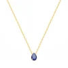 Collier femme solitaire EDORA PLAQUE OR et spinelle bleue