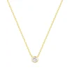 Collier Femme Solitaire PLAQUE OR Jaune et Oxyde