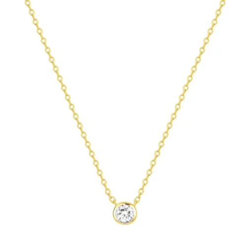 Collier Femme Solitaire PLAQUE OR Jaune et Oxyde