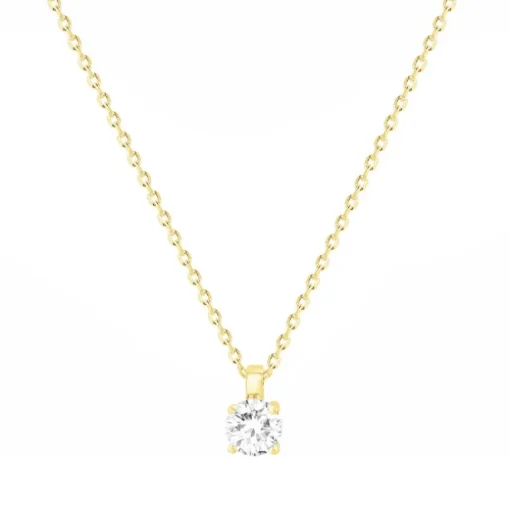 Collier Femme Solitaire PLAQUE OR Jaune et Oxyde