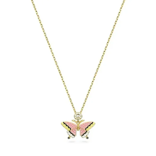Collier Femme SWAROVSKI IDYLLIA PAPILLON ROSE Plaqué Ton Or