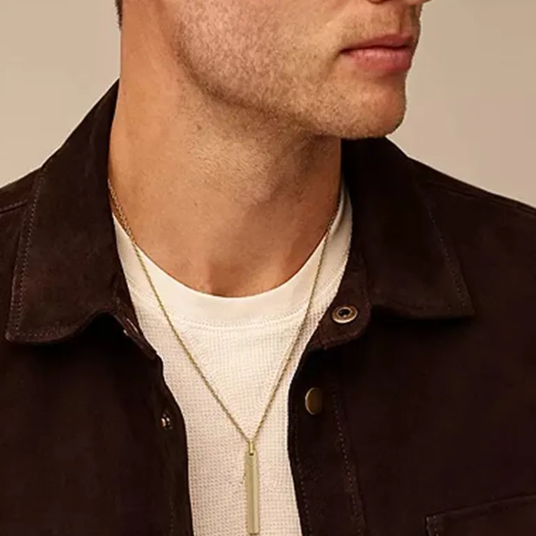 Collier Homme 55.9CM FOSSIL HARLOW LINEAR TEXTURE Acier Doré