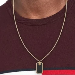 Collier Plaque Homme TOMMY HILFIGER Acier Doré