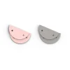 Cuir Boucles d'Oreilles Demi Rond 30mm LES GEORGETTES Rose Clair Gris Clair