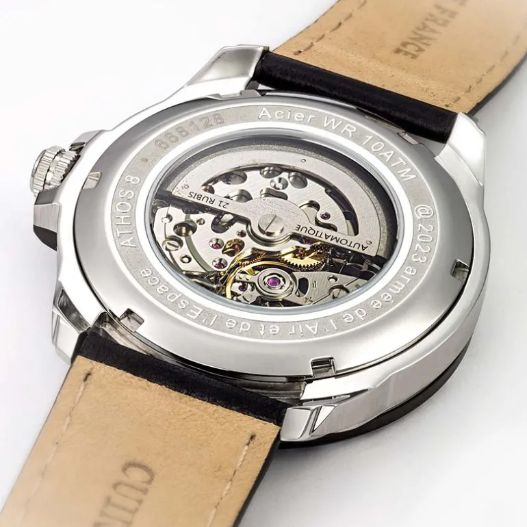 Montre Automatique Homme PATROUILLE DE FRANCE ATHOS 8 Cuir Noir