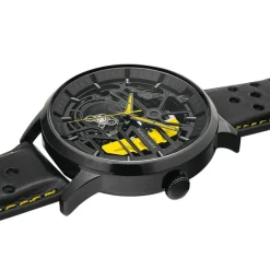 Montre Automatique Homme PIERRE LANNIER PADDOCK Cuir Perforé Noir