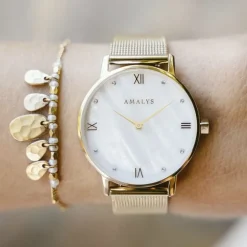 Montre femme AMALYS DIANA acier doré