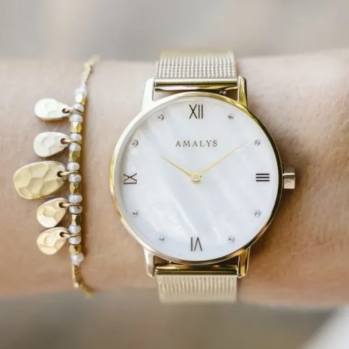 Montre femme AMALYS DIANA acier doré