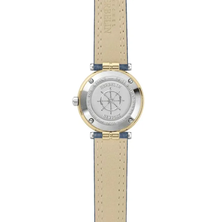 montre femme MICHEL HERBELIN Newport cuir bleu 14255T35