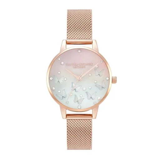 Montre femme olivia burton Sparkle Butterfly acier doré