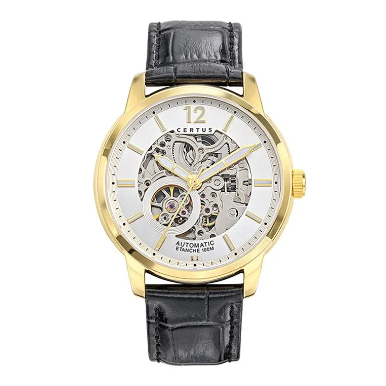 Montre Homme Automatique CERTUS Cuir Noir 616503