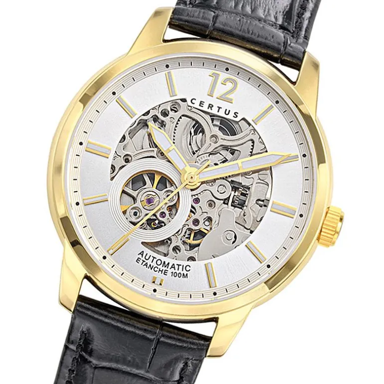 Montre Homme Automatique CERTUS Cuir Noir 616503