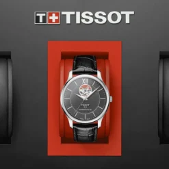 montre Homme automatique TISSOT T-Classic TRADITION POWERMATIC 80 OPEN HEART cuir noir