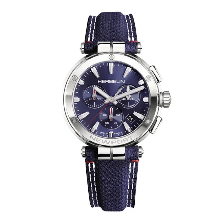 Montre Homme Chronographe HERBELIN Newport Tissu Bleu 37658AP15BL