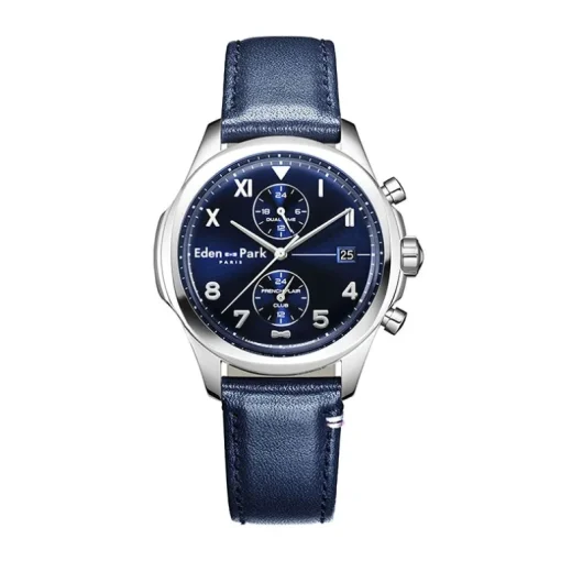 Montre Homme Chronographe EDEN PARK FRENCH FLAIR CLUB Cuir Bleu