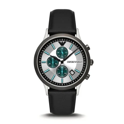 Montre Homme Chronographe EMPORIO ARMANI RENATO Cuir Noir