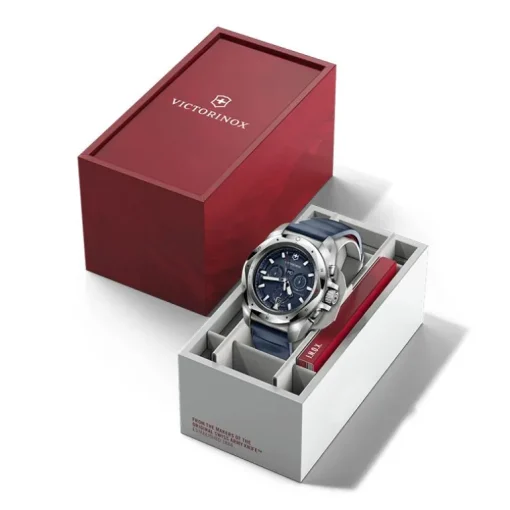 Montre Homme Chronographe Antimagnétique Victorinox I.N.O.X Silicone Bleu 241984