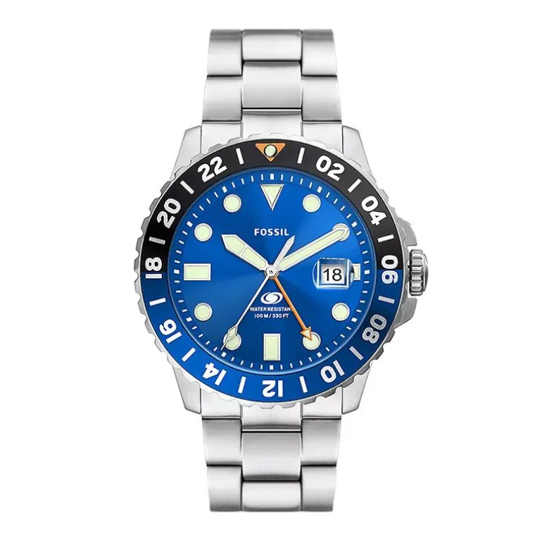 Montre Homme FOSSIL Blue GMT en acier inoxydable FS5991