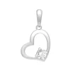 Pendentif Femme Coeur OR 375/1000 Blanc et Oxyde