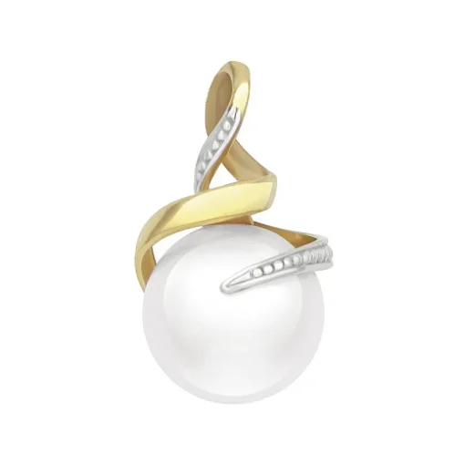 Pendentif Femme OR 375/1000 Bicolore et Perle